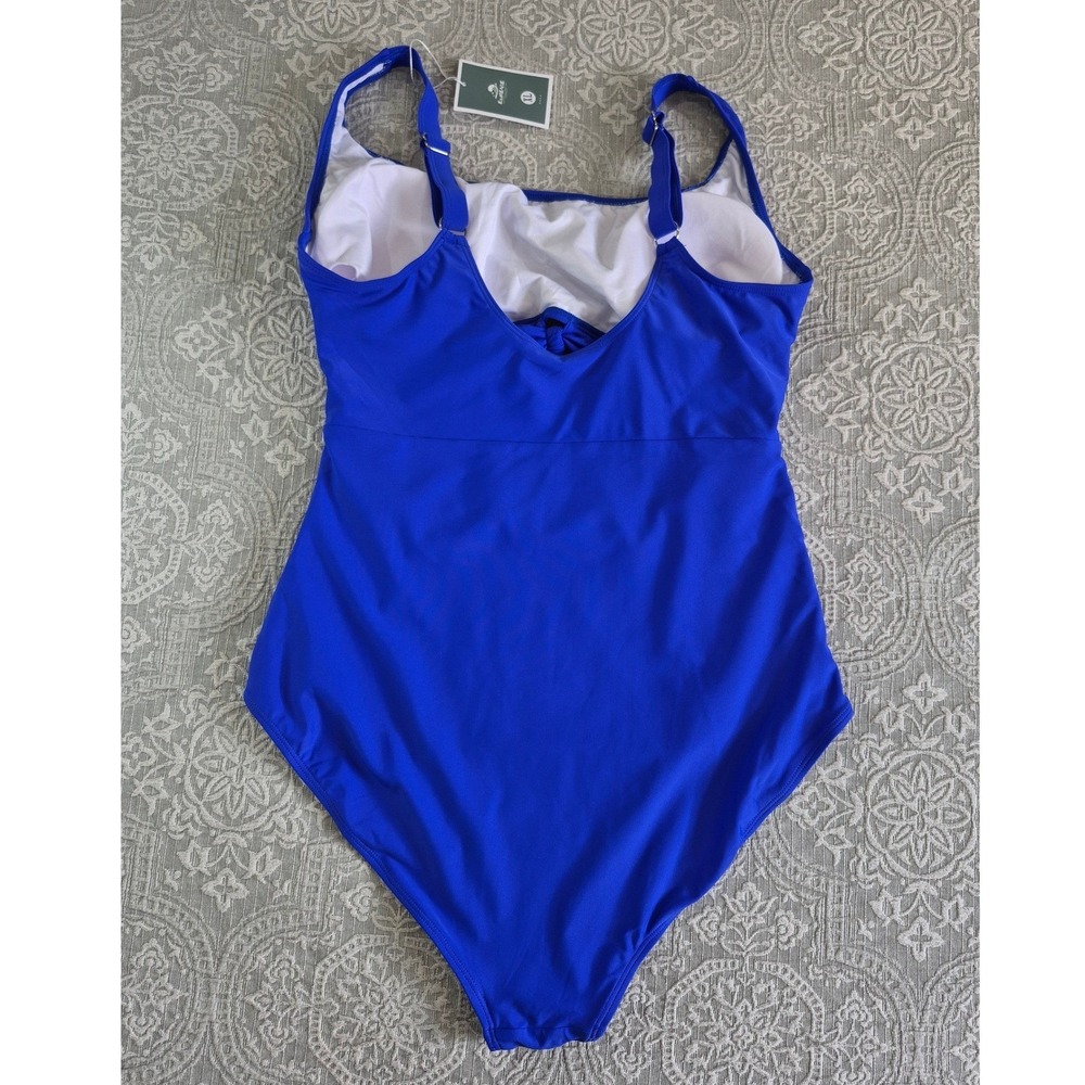 Eomenie Womens Blue Ruched Cutout One Piece Swimsuit Size XL NWT - Picture 5 of 6